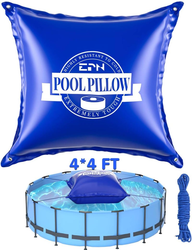 EPN 4 x 4 Ft Pool Pillows for Above Ground Pool, 0.5mm Thick PVC Cold-Resistant Pool Cover Air Pillow with 49.2 Ft Rope, Winterizing Ice Equalizer Inflated Closing Winter Kit for Supporting Pool Cover - Image 1
